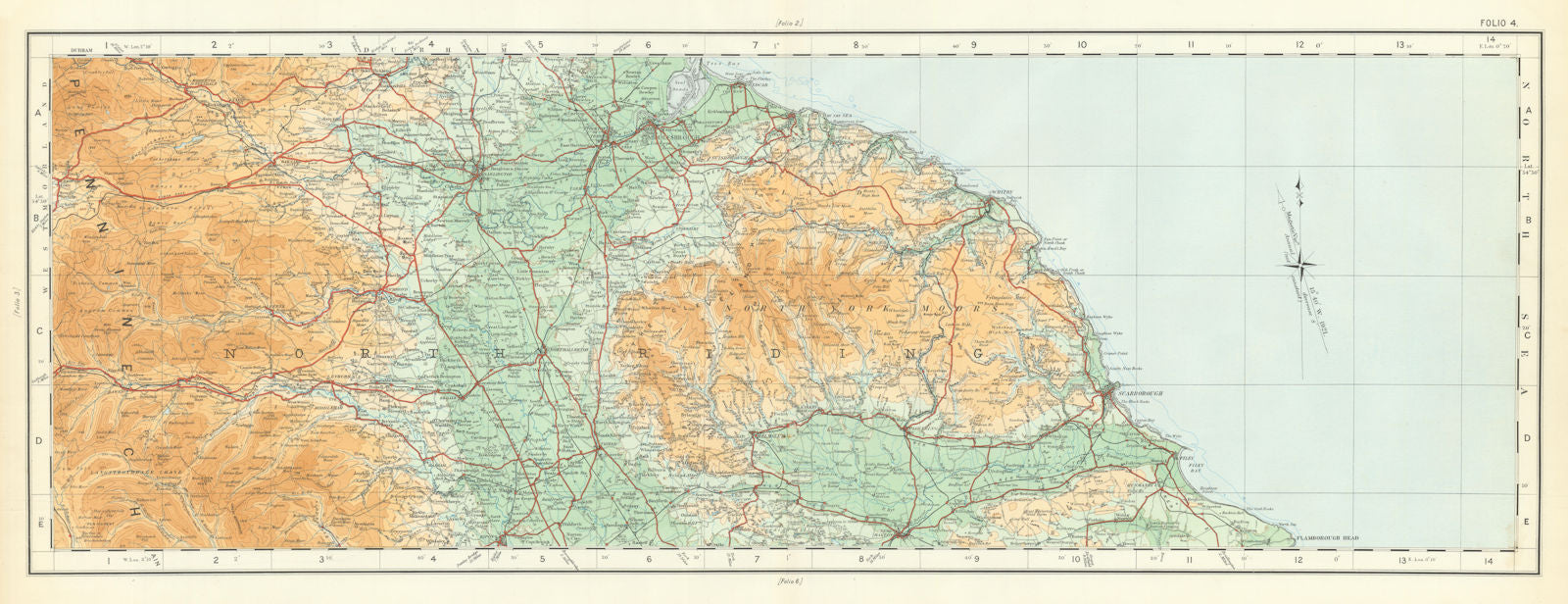 North Yorkshire. Moors & Yorkshire Dales. Teesside ORDNANCE SURVEY 1922 map
